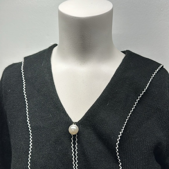 Hell Bunny Connie Sweater Knit Top Blouse Long Sleeve Pullover Black Pearl Small - Picture 7 of 9